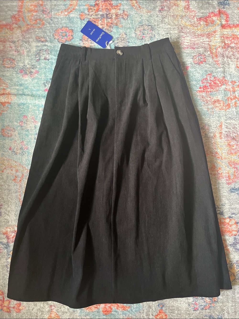 Black Corduroy Ankle Skirt
